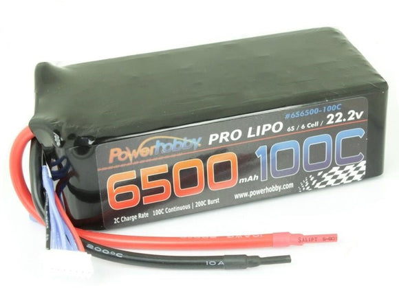 Power Hobby - 6500mAh 22.2V 6S 100C  LiPo Battery (no connector)