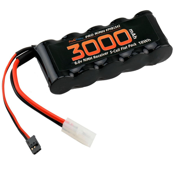 Power Hobby - 6V 3000mAh 5-Cell Flat Receiver RX NiMH Battery 1/5 Scale
