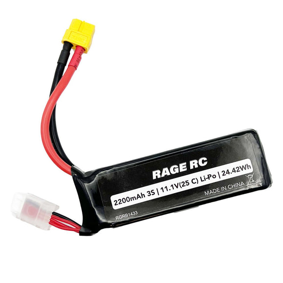 Rage R/C - 11.1V 3S 2200mAh Lipo with XT60 Connector; Black Marlin EX Brushless