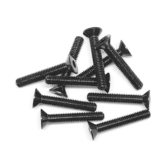 Aluminum Alloy Flat Head Screw 3x18mm Black (10pcs)