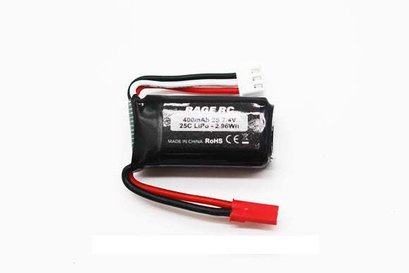 2S 7.4V 400mAh LiPo with JST Plug; P-51D BL