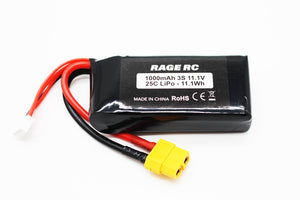 11.1V 3S 1000mAh LiPo Battery w/ XT60; LightWave 400BL