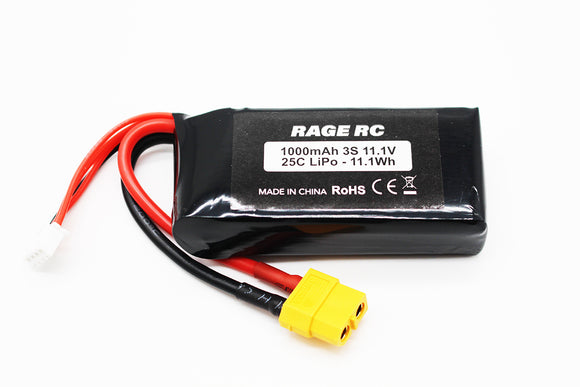 11.1V 3S 1000mAh LiPo Battery w/ XT60; LightWave 400BL