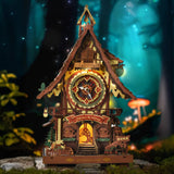 Cuckoo Clock, Stained Wood, Mechanical 3D Wooden Puzzle
