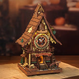Cuckoo Clock, Stained Wood, Mechanical 3D Wooden Puzzle