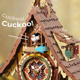 Cuckoo Clock, Stained Wood, Mechanical 3D Wooden Puzzle