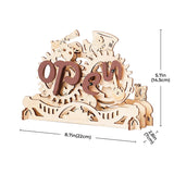 Open Closed Sign, 3D Wooden Puzzle - Mechanical Wood Model