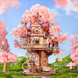 Sakura Tree House, DIY Wooden 3D Puzzle