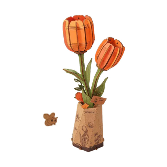 Orange Tulip - Wood Bloom Craft