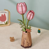 Pink Tulip DIY Wooden Flower