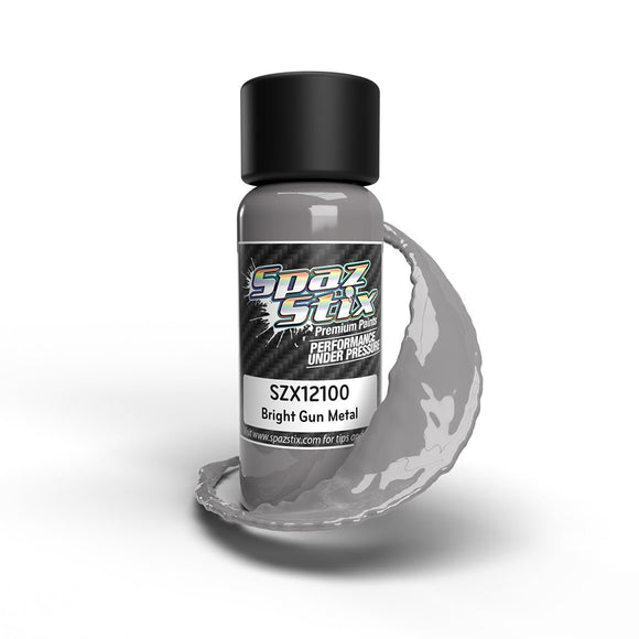 Spaz Stix - Bright Gunmetal Airbrush Ready Paint, 2oz Bottle