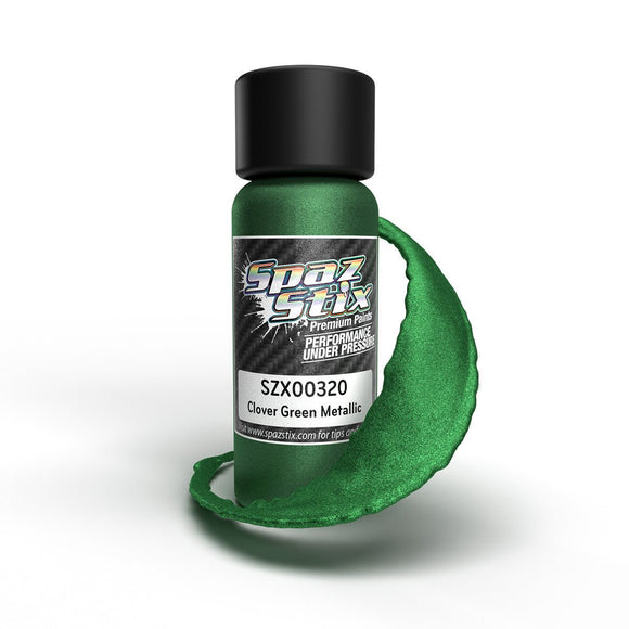 Spaz Stix - Clover Green Metallic Airbrush Ready Paint, 2oz Bottle