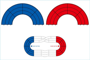 Japan Cup Junior Circuit Curve Section Set, Blue/Red, 4pcs