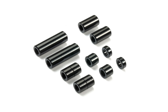 JR Aluminum Spacer Set, Black (12/6.7/6/3/1.5mm), 2pc each