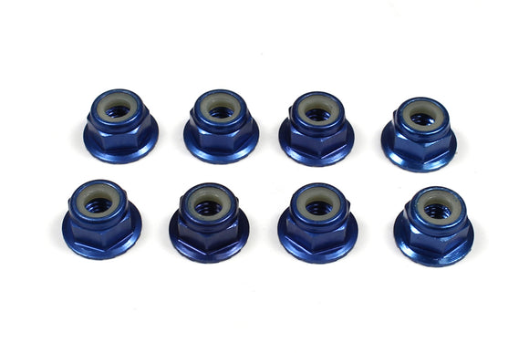 4mm Aluminum Locknut-Flanged Knurled (8) Dark Blue