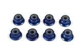 4mm Aluminum Locknut-Flanged Knurled (8) Dark Blue