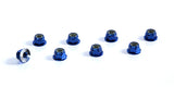 4mm Aluminum Locknut-Flanged Knurled (8) Dark Blue