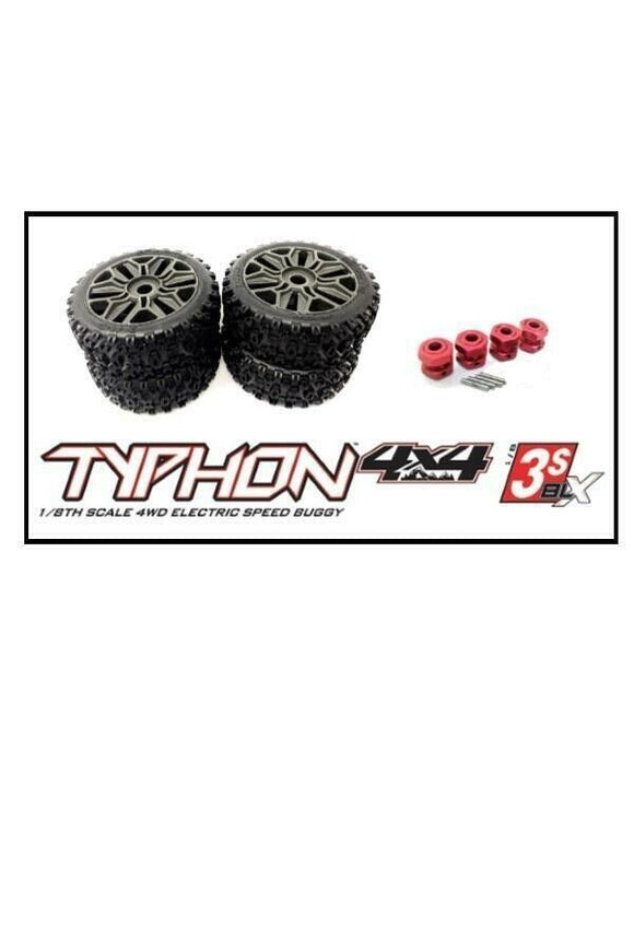 Arrma TYPHON 4x4 3s BLX - TIRES & Wheels and 17mm Hex Set