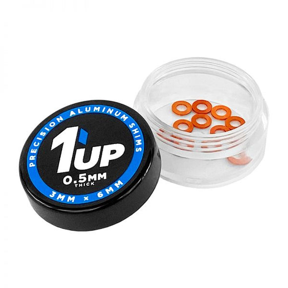 1UP Racing - 3x6x0.5mm Precision Aluminum Shims, Orange, (12 pcs)