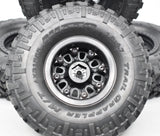 Axial Capra Unlimited 1.9 Nitto Trail Grapplers 1.9 Monster tires mounted on injection-molded, 3-piece, licensed Raceline beadlock wheels (2)