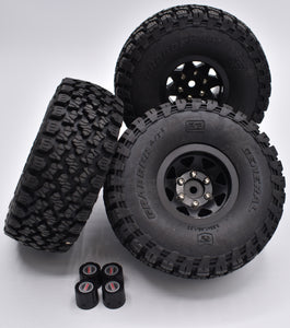 Set of Element RC Enduro Grabber Tires and three-piece 1.55" beadlock wheels
