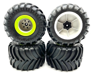 *Losi LMT Grave Digger TIRES (Set of 4 Tyres Green Rims Wheels LOS04021T1