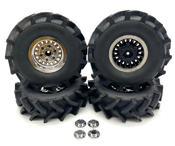 *Losi LMT Bog Hog TIRES (Set of 4 Tyres Chrome Rims Wheels) LOS04024