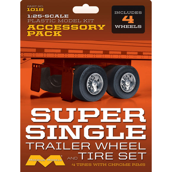 1/25 Super Single Trailer Wheel & Tire Set (4)