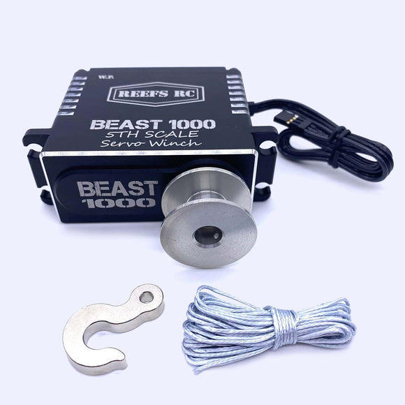 Reef's RC - Beast 1000 1/5th Scale Servo Winch with Reefs Spool, Hook, Synthetic Line