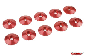 Red Aluminum Washer for M4 Flat Head Screws, OD=10mm, 10
