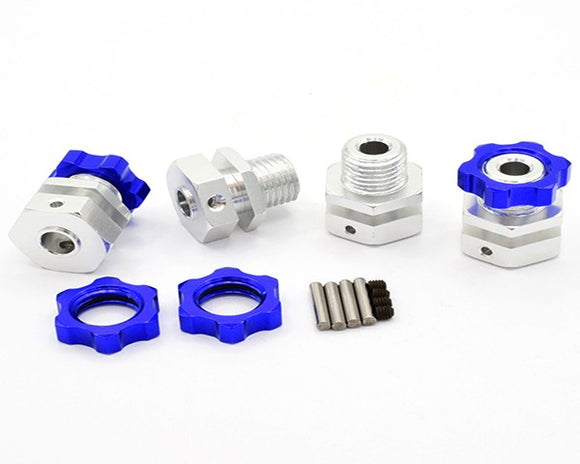 Alum +6mm 17mm Hubs, Hex Serrated Nuts, for Traxxas MT