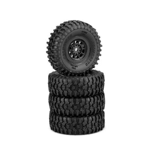 J Concepts - Tusk 1.0" TIres, Gold Compound, Pre-Mounted, Black 3430B Hazard Wheel, Fits Axial SCX24