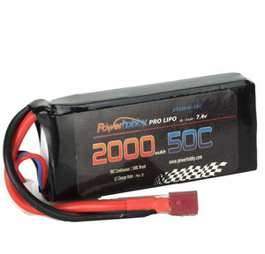 2000mAh 7.4V 50C 2S LiPo Battery w/ Hardwired T-Plug