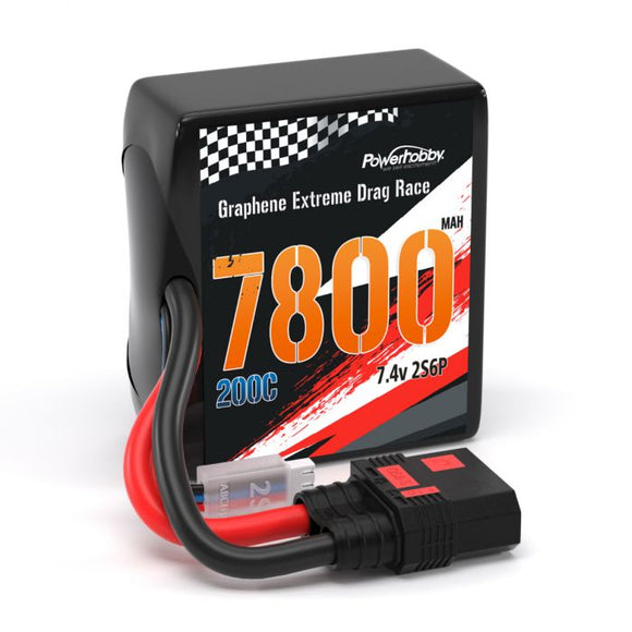 2S 7800MAH 200C Drag Lipo Battery Pack 2S6P w/8AWG QS8