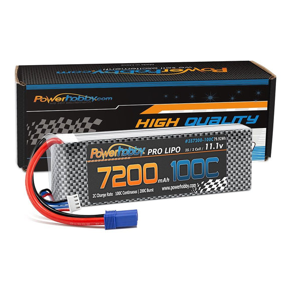 3S 11.1V 7200mAh 100C-200C LiPo Battery w/ EC5 Plug