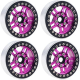B4 Aluminum 1.9 Beadlock Wheels 9mm Hubs, Pink, for