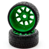 1/8 GT Beast Belted Mounted Tires 17mm Soft Green Wheels