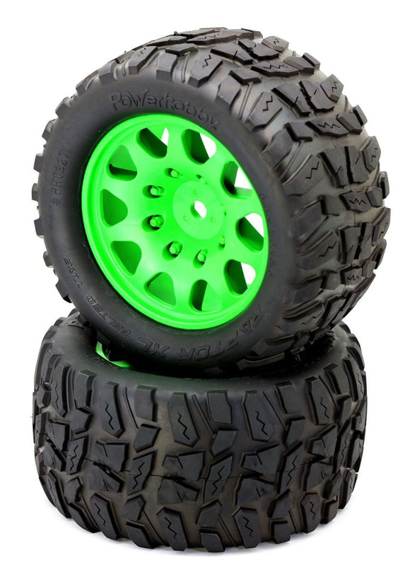 Power Hobby - Raptor XL Belted Tires / Viper Wheels (2) Traxxas X-Maxx 8S-Green