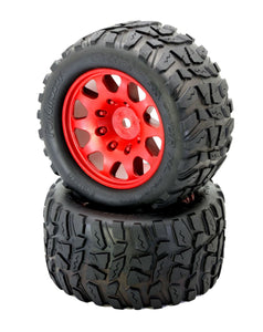 Power Hobby - Raptor XL Belted Tires / Viper Wheels (2) Traxxas X-Maxx 8S-Red