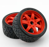 1/8 Gripper 42/100 Belted Mounted Tires 17mm Red Wheels