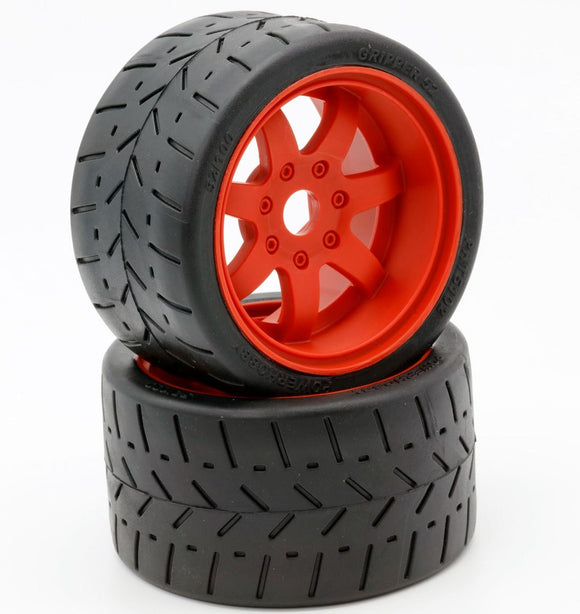 1/8 Gripper 54/100 Belted Mounted Tires 17mm Red Wheels