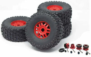 Arrma DBOOTS 'Fortress' Tire Set Glued (Red) (4pcs) and Wheel Hexs